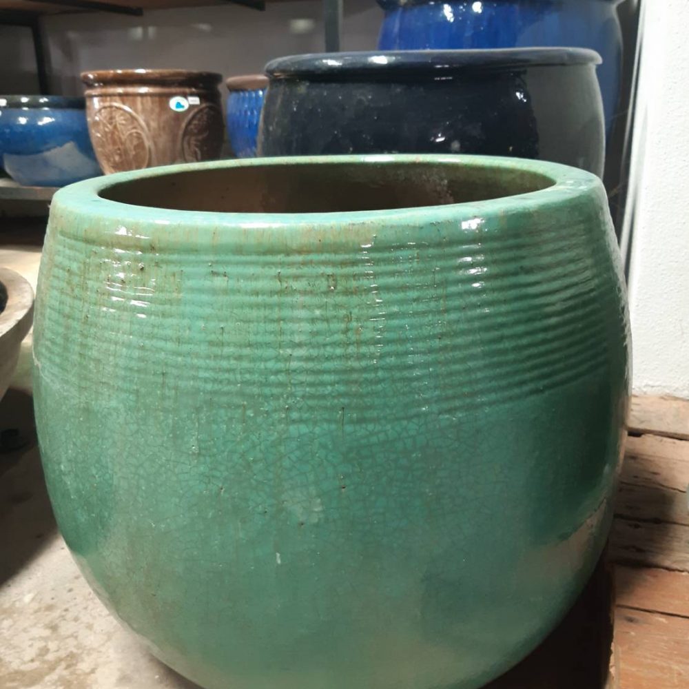 Jade green tone ceramic planter