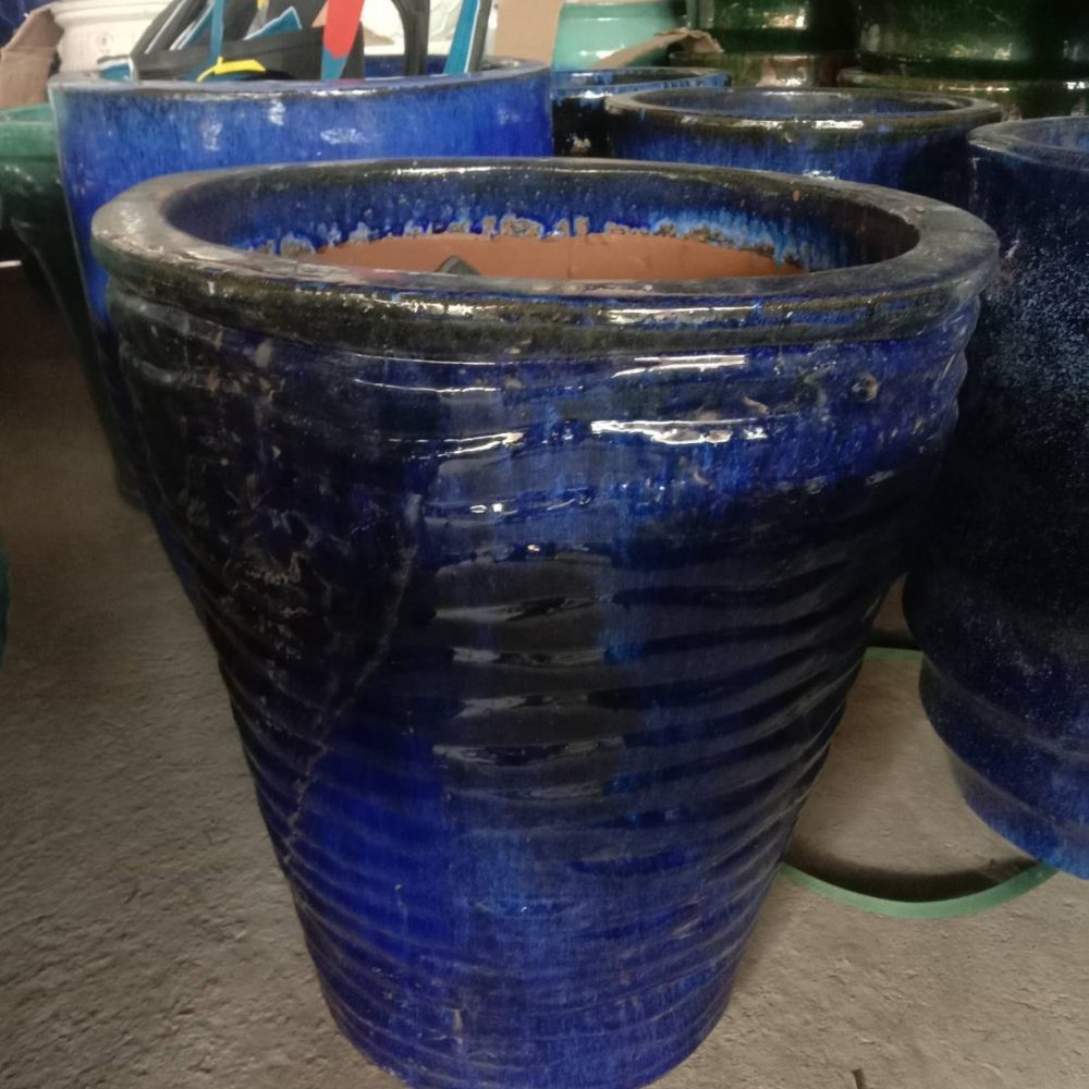 Ceramic planter blue vase shape