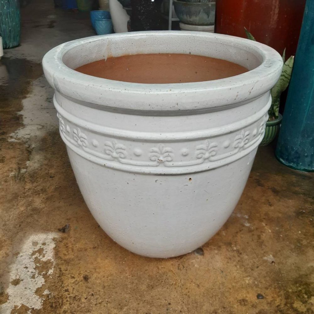 Ceramic flower planter with flower pattern