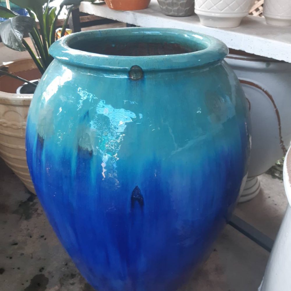 Blue tone ceramic planter