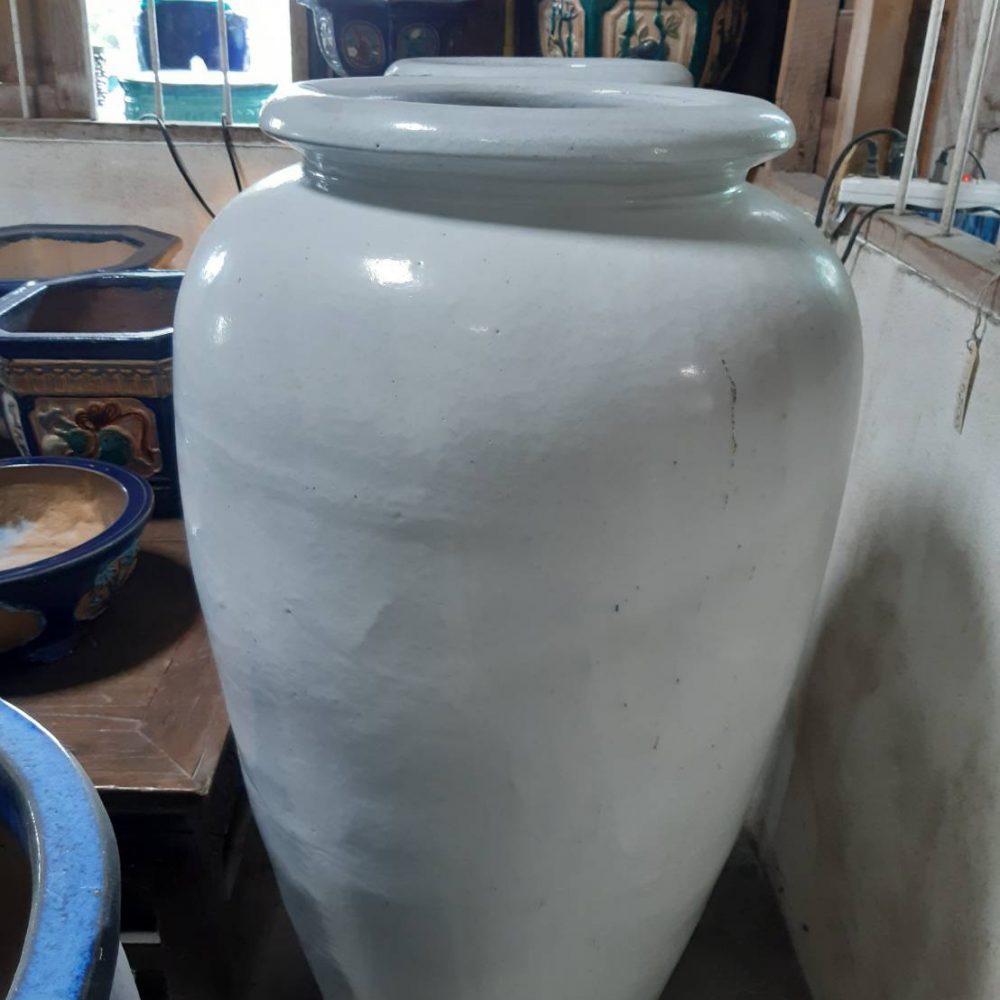 White ceramic planter, vase shape