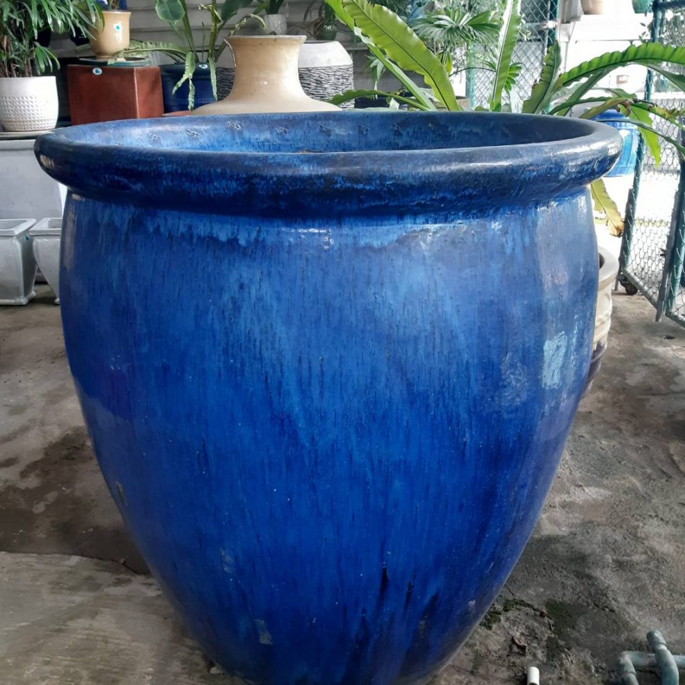 Blue ceramic planter