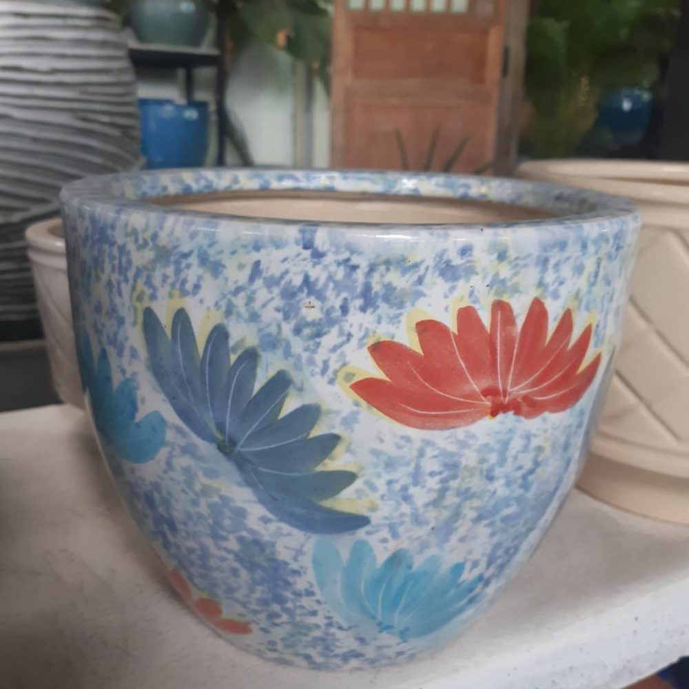 Blue tone ceramic flower planter